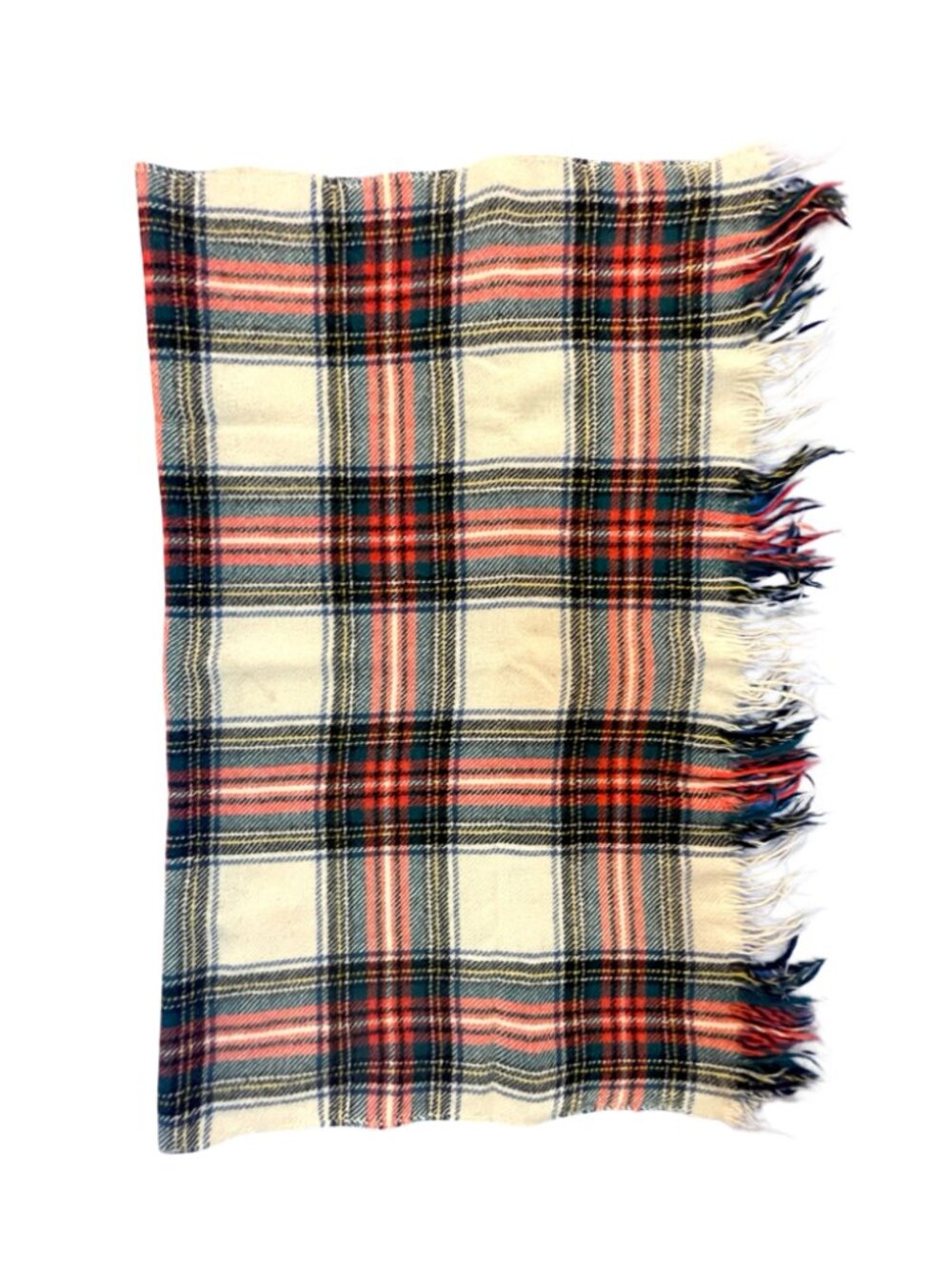 Pure Finish Guaranteed All Wool Vintage Plaid Throw Blanket | Soft Fringed Wool
